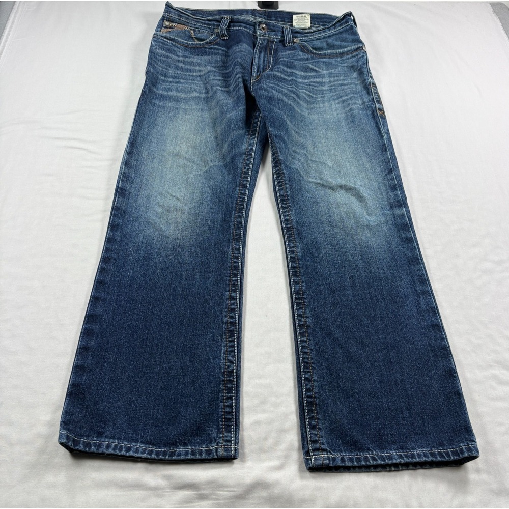 Ariat Jeans Mens 33x30 (Fits 34x30) Blue Bootcut Western Casual Workwear Denim